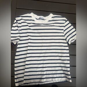 Zara Navy and White Striped Tee small